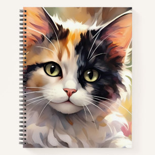 Calico Cat and Butterflies in Spring Garden Notebook