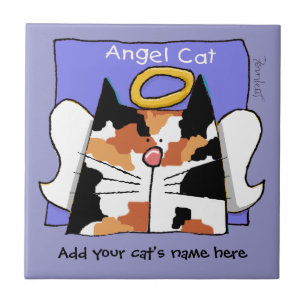 Calico Cat Angel Personalise Tile
