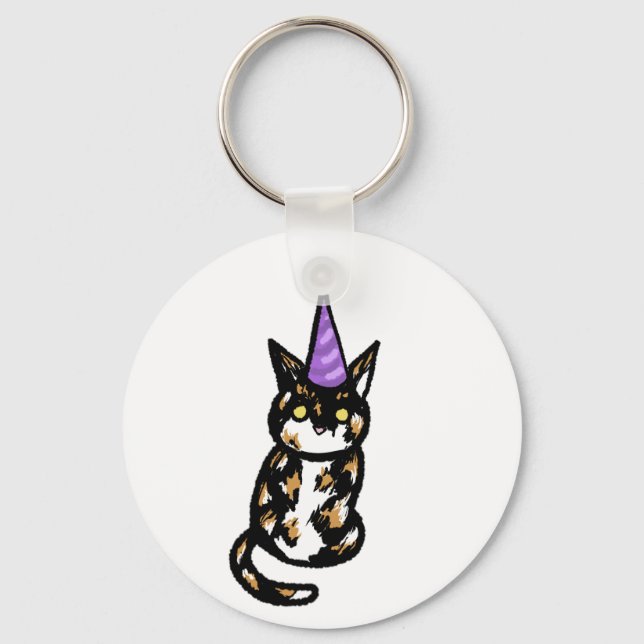 Calico Cat Celebration Keyring (Front)