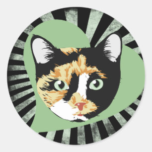 Calico Cat Ceramic Classic Round Sticker
