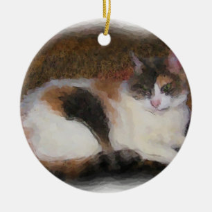 Calico Cat Ceramic Tree Decoration