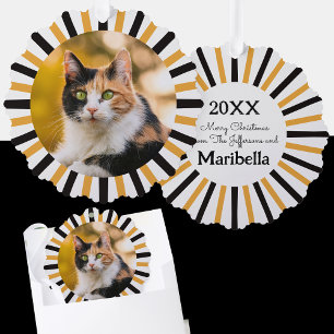 Calico Cat Christmas Tree Decoration Card