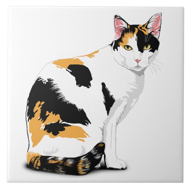 Calico Cat Custom Ceramic Tile (Front)
