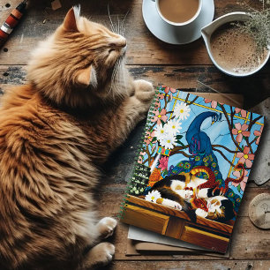 Calico Cat Dragon Red Notebook