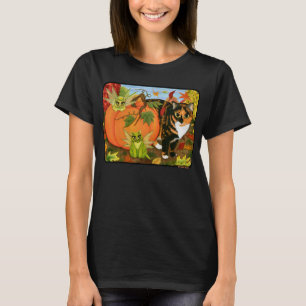 Calico Cat Fairy Cats Leaves Fall Autumn Art Shirt