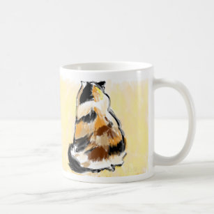 Calico cat from back coffee mug