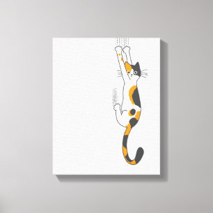 Calico Cat Hanging On Funny Cat Lover's Canvas Print