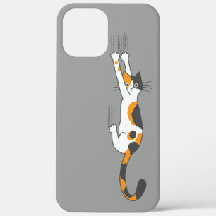 Calico Cat Hanging On Funny Cat Lover's iPhone 12 Pro Max Case