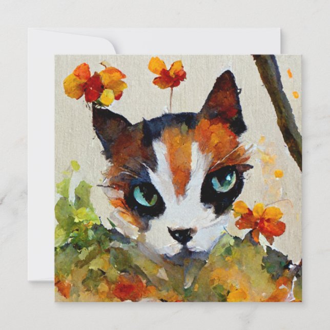 Calico cat in the garden  (Front)