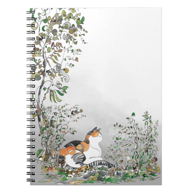 Calico Cat In The Garden Notebook (Front)