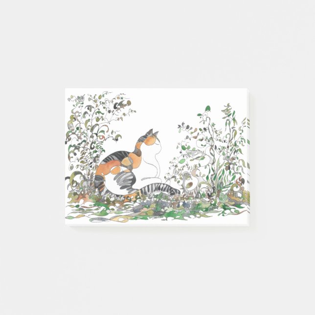 Calico Cat In The Garden Post-it Notes (Front)