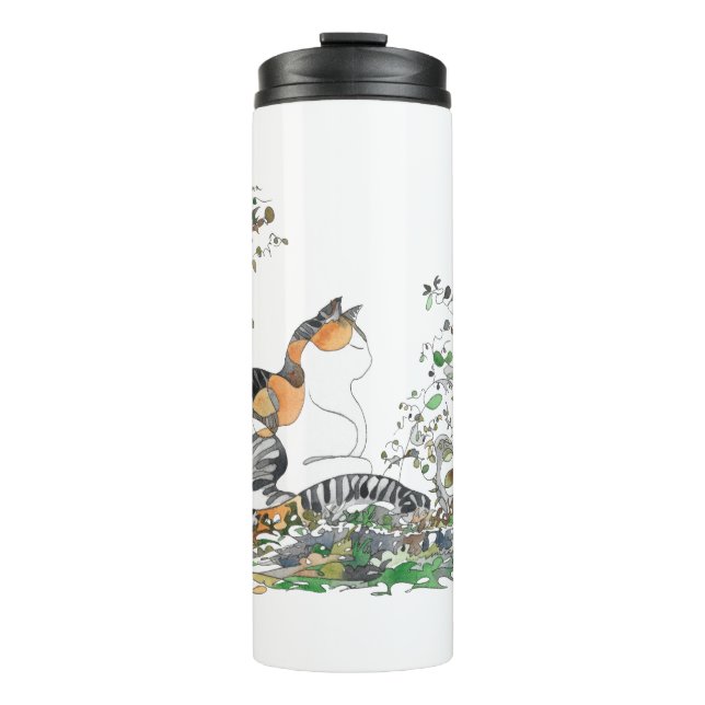 Calico Cat In The Garden Thermal Tumbler (Front)