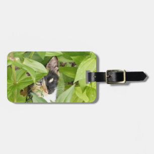 Calico Cat in the Zinnias Luggage Tag