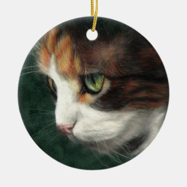 Calico cat kitten ceramic ornament (Front)