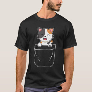 Calico Cat Kitten In Pocket T-Shirt