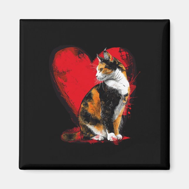 Calico Cat Kitten Valentines Mothers Fathers Day R Magnet (Front)