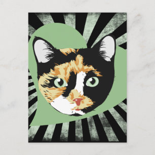 Calico cat love postcard