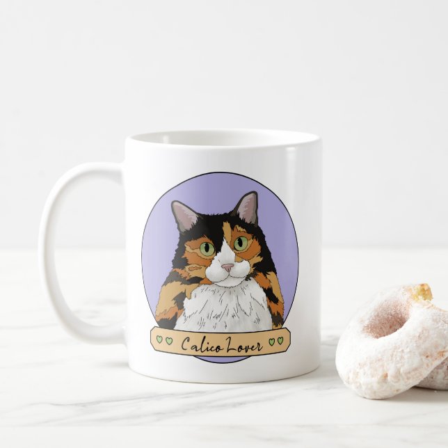 Calico Cat Lover Coffee Mug (With Donut)