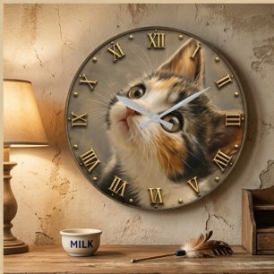 Calico Cat Lover Large Clock