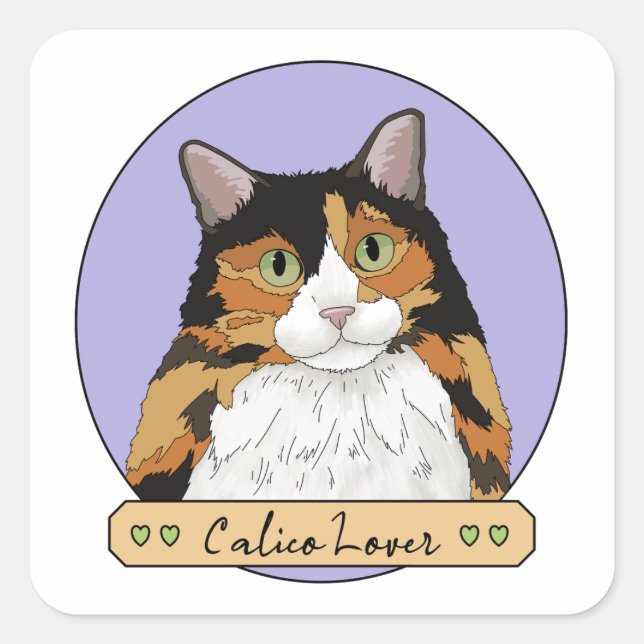 Calico Cat Lover Square Sticker (Front)