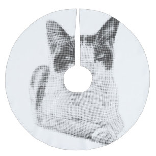 Calico Cat Minimal Halftone Brushed Polyester Tree Skirt