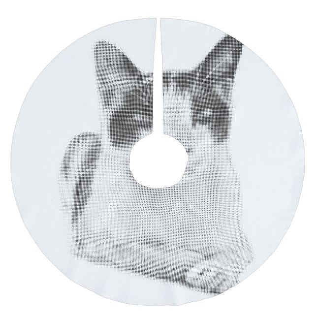 Calico Cat Minimal Halftone Brushed Polyester Tree Skirt (Front)