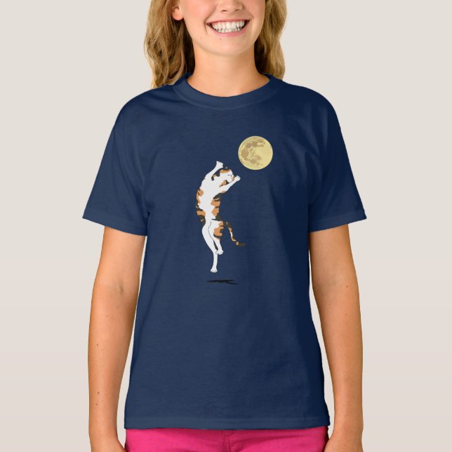 Calico Cat Moon Dancing T-Shirt (Front)