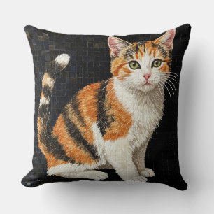 Calico Cat Mosaic Portrait Cushion