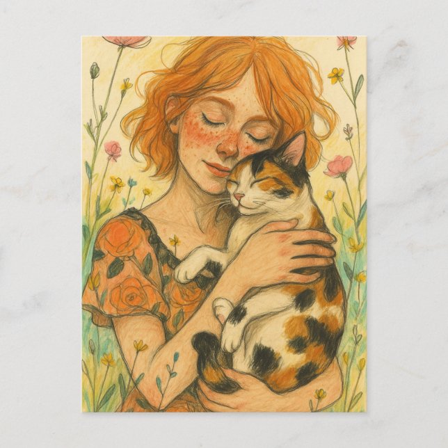 Calico Cat Mum Postcard (Front)