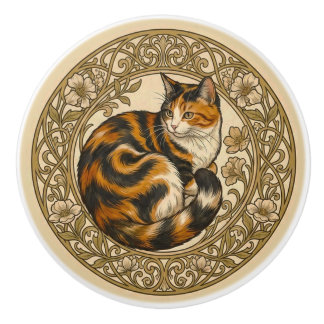 Calico Cat Nouveau Ceramic Knob
