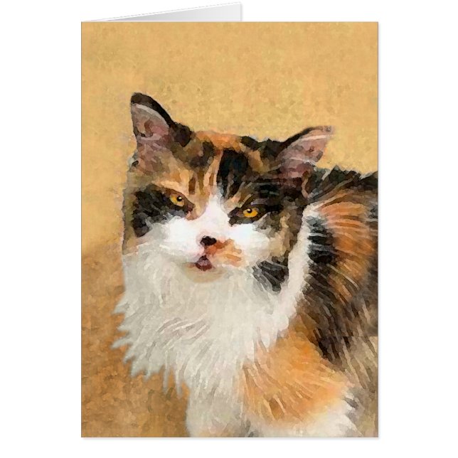 Calico Cat Painting - Cute Original Cat Art (Front)