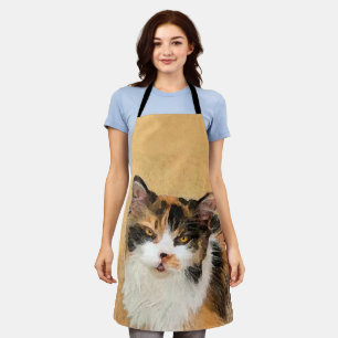 Calico Cat Painting - Cute Original Cat Art Apron