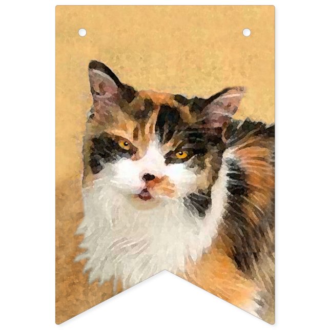 Calico Cat Painting - Cute Original Cat Art Bunting (First Flag)