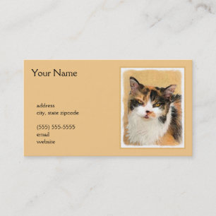 Calico Cat Painting - Cute Original Cat Art Business Card