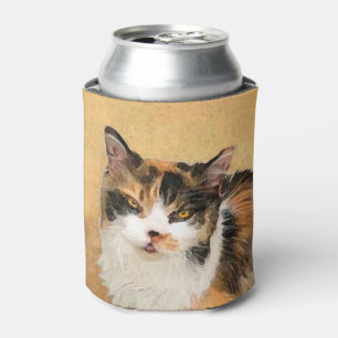Calico Cat Painting - Cute Original Cat Art Can Cooler