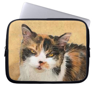 Calico Cat Painting - Cute Original Cat Art Laptop Sleeve