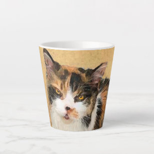 Calico Cat Painting - Cute Original Cat Art Latte Mug