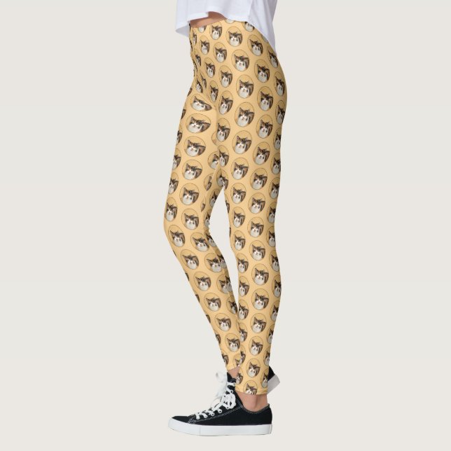 Calico Cat Painting - Cute Original Cat Art Leggings (Left)