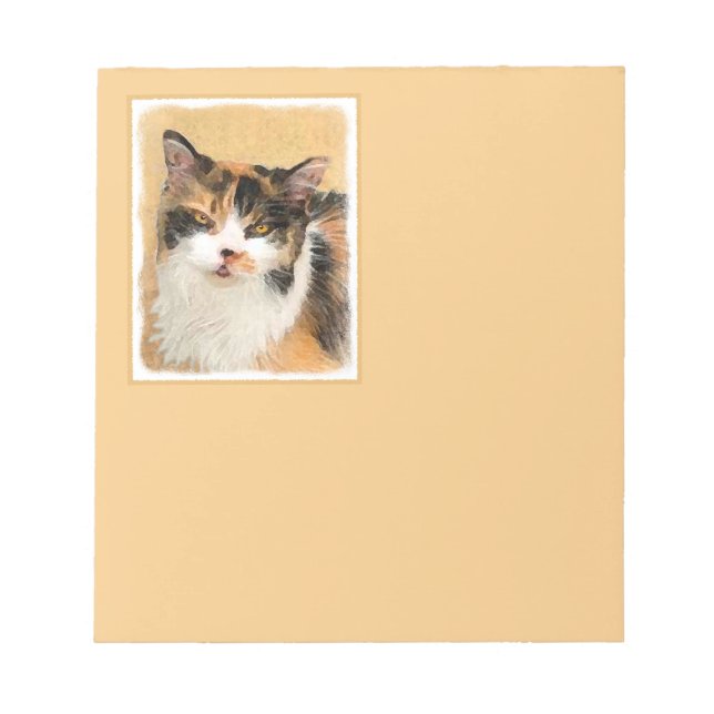 Calico Cat Painting - Cute Original Cat Art Notepad (Front)