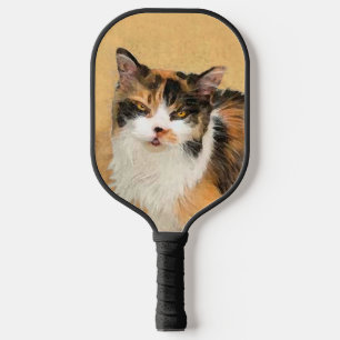 Calico Cat Painting - Cute Original Cat Art Pickleball Paddle