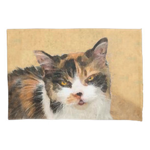 Calico Cat Painting - Cute Original Cat Art Pillowcase