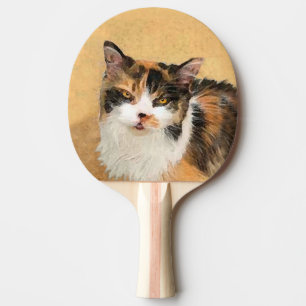 Calico Cat Painting - Cute Original Cat Art Ping Pong Paddle