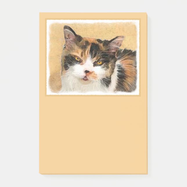 Calico Cat Painting - Cute Original Cat Art Post-it Notes (Front)