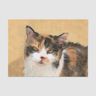 Calico Cat Painting - Cute Original Cat Art Tissue Paper
