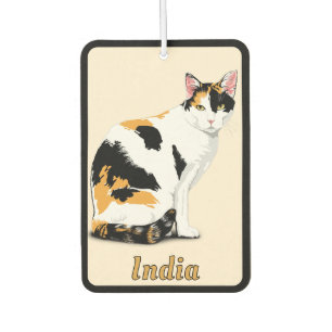 Calico Cat Personalised  Car Air Freshener