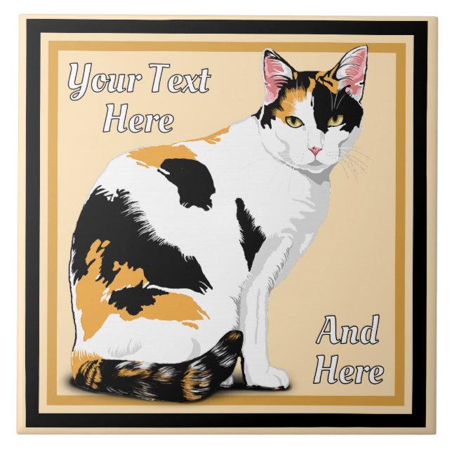 Calico Cat Personalised Ceramic Tile (Front)