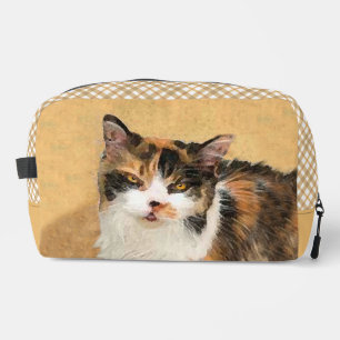 Calico Cat Portrait Painting Cute Original Art Dopp Kit