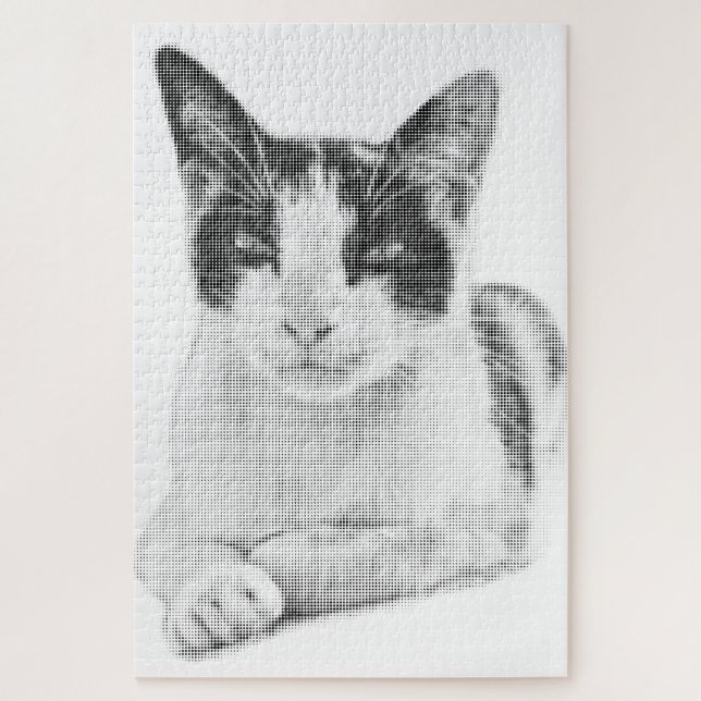 Calico Cat Retro Halftone Jigsaw Puzzle (Vertical)