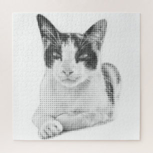 Calico Cat Retro Halftone Jigsaw Puzzle