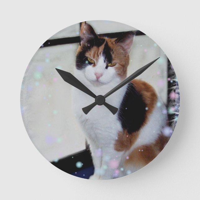 Calico Cat Round Clock (Front)